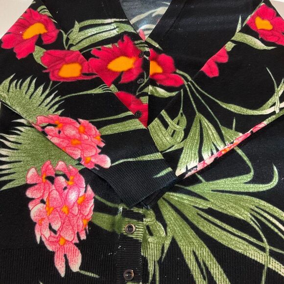 Tropical Floral Black Cardigan, Medium - Picture 5 of 11